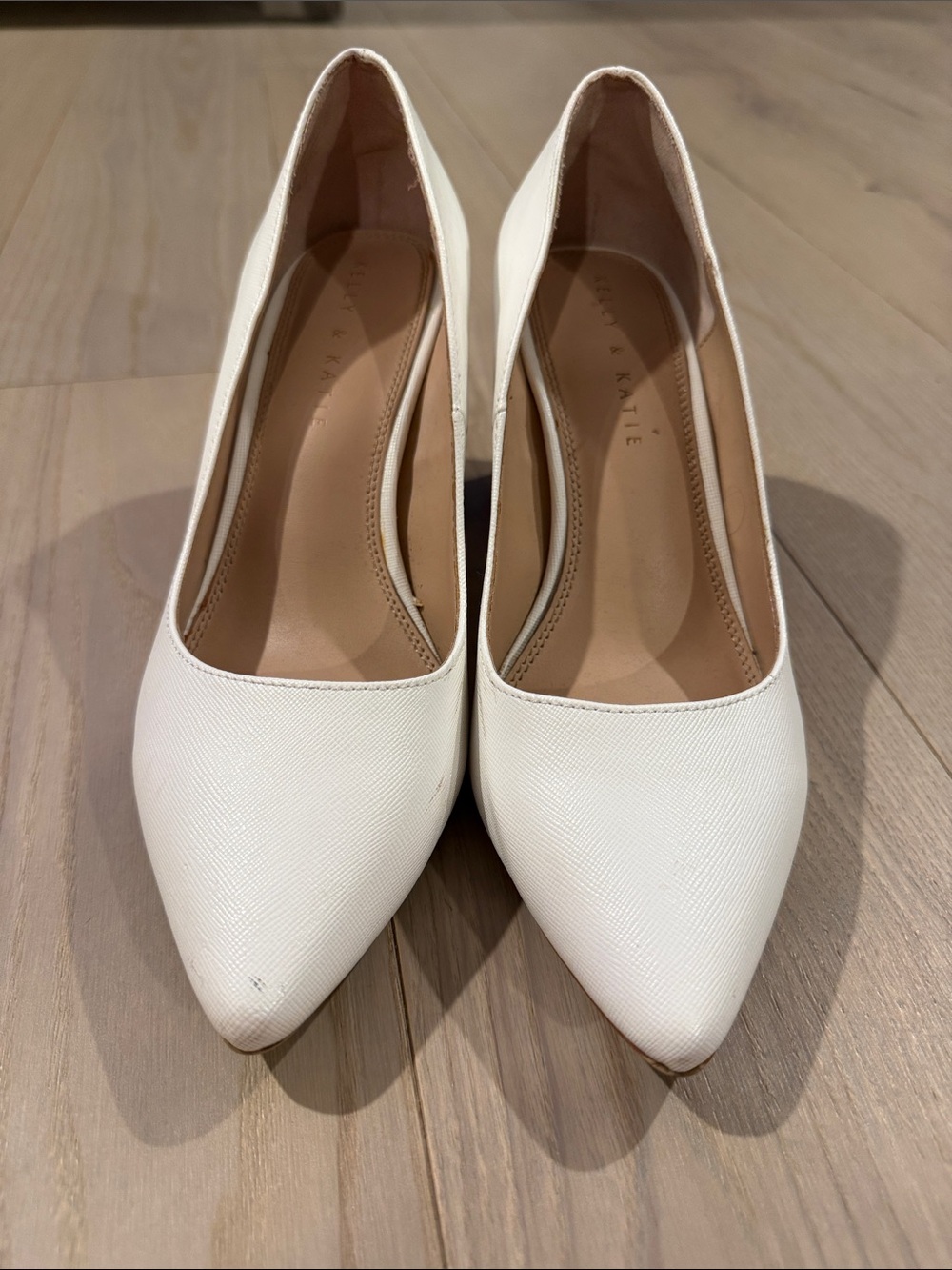 Kelly & Katie White Pointed-Toe Pumps